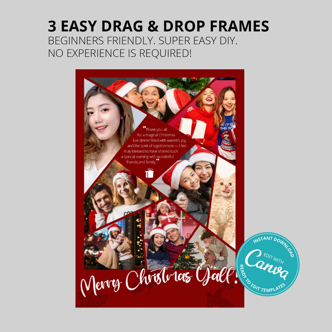 Christmas Canva Photo Collage Christmas Eve, Thank You, Drag and Drop
