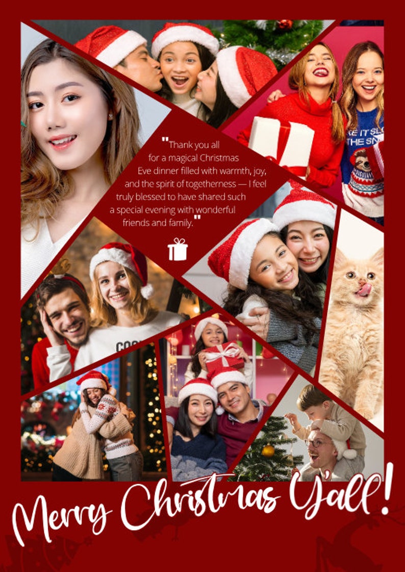 Christmas Canva Photo Collage Christmas Eve, Thank You, Drag and Drop