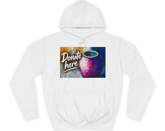 Donate Here Unisex Hoodie, Funny Donation Graphic Sweatshirt, Cozy Pullover Hoodie
