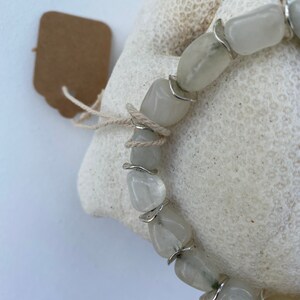 Natural White Agate Bracelet, 7.5 Inch, 8–12mm Stone Beads, Handmade Gemstone Jewelry image 6