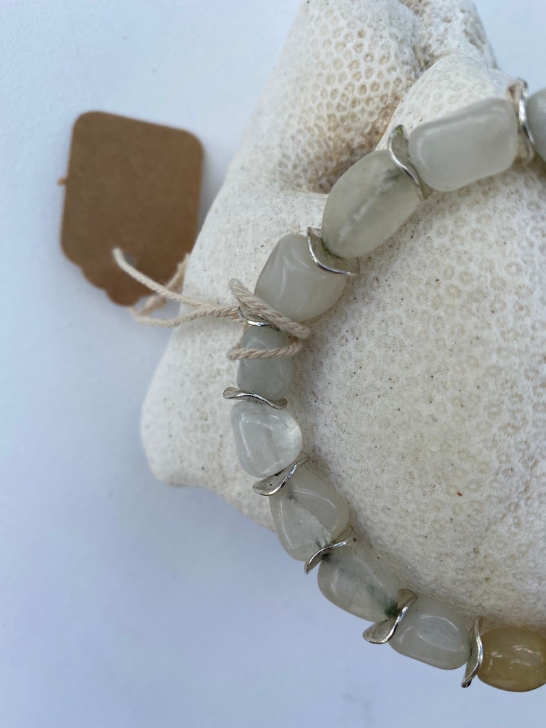 Natural White Agate Bracelet, 7.5 Inch, 8–12mm Stone Beads, Handmade Gemstone Jewelry image 6