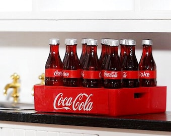 Miniature Dollhouse Accessories Coke freezer filled with Ice /& Coke Bottles 1//12