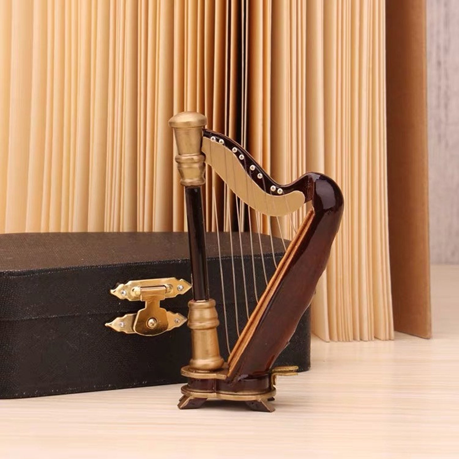 Miniature harp Miniature musical instrument Dollhouse Etsy