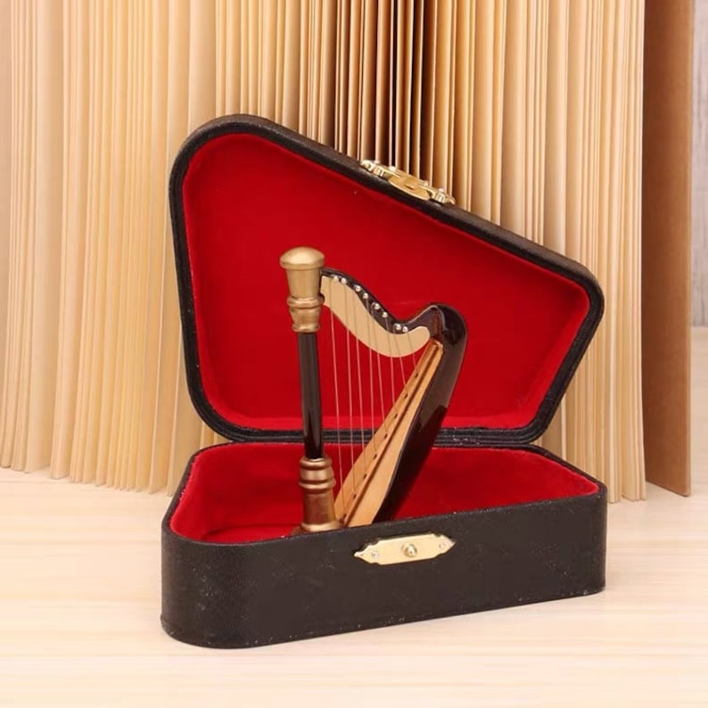 Miniature harp Miniature musical instrument Dollhouse Etsy