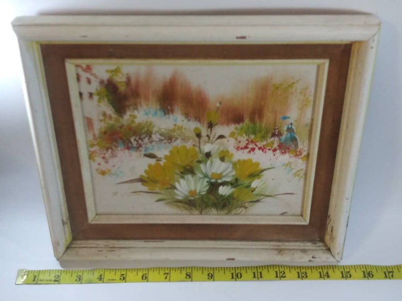 Linton Floral Walk in the Park Painting Signed R