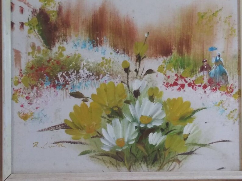 Linton Floral Walk in the Park Painting Signed R