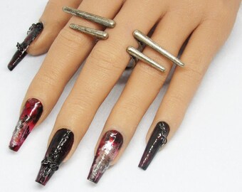 Grunge Nails Etsy Black acrylic nails simple acrylic nails. grunge nails etsy