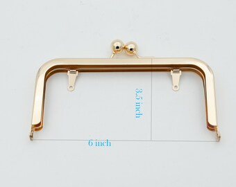 10pcs 6"*3 " glue in metal purse frame gold bag frames tear kiss lock bag frame