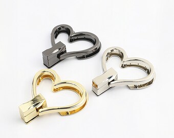 Heart-shaped bag lock, metal lock buckle, bag hardware accessories lock, gold metal twist lock, switch lock clasp