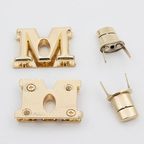 Light gold M-letter lock Decorative twist lock Handbag lock