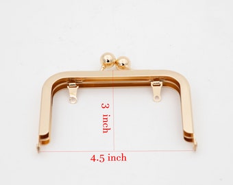 10pcs 4.5"*3 " glue in metal purse frame with loops gold bag frames tear kiss lock bag frame