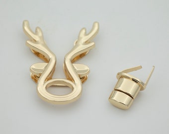 gold Antler twist turn lock for purse bag wallet clutch making locks hardware handbag gold purse lock