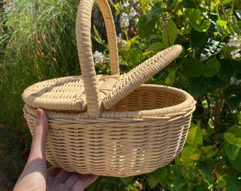 Borsa da picnic Java in rattan di medie dimensioni, lunghezza 26 cm