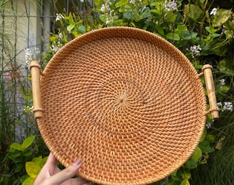Rattan Tray with Natural Color in Diameter 30 cm