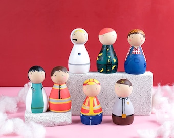 Big Occupation Peg Dolls - Community Helper Wooden Dolls