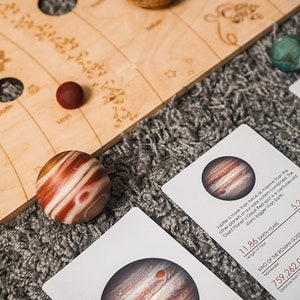 Solar System Model Toys Set Puzzle, Wooden Planets, and Montessori 3-Part Cards Natural image 6