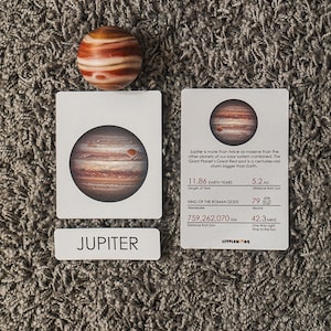 Solar System Model Toys Set Puzzle, Wooden Planets, and Montessori 3-Part Cards Natural image 7