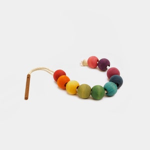Wooden Lacing Beads Rainbow or Natural image 2