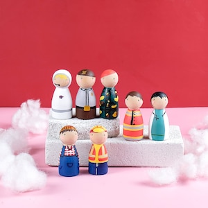 Occupation Regular Peg Dolls - Community Helper Wooden Dolls
