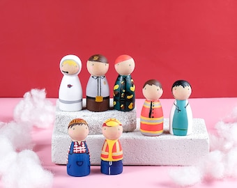 Occupation Regular Peg Dolls - Community Helper Wooden Dolls