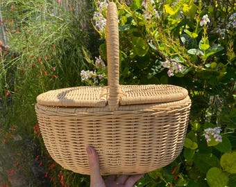 Borsa da picnic Java in rattan di medie dimensioni, lunghezza 31 cm