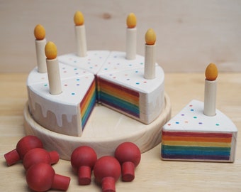 Wooden Cake Toy - Rainbow Cake - Wooden Birthday Cake