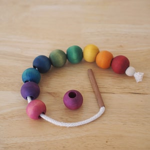Wooden Lacing Beads Rainbow or Natural image 4