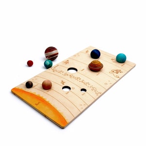 Solar System Model Toys Set Puzzle, Wooden Planets, and Montessori 3-Part Cards Natural image 10