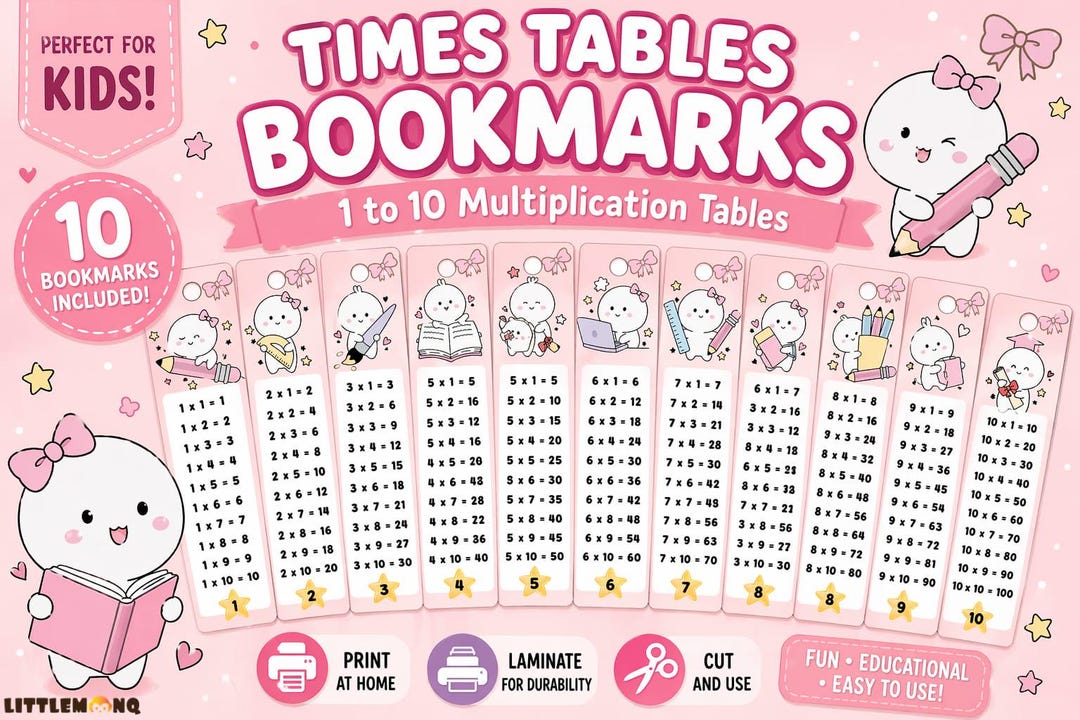 Cute Root Math Table Cute Pink Multiplication Table | Printable Math Chart - Etsy