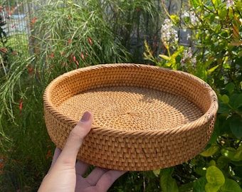 Round Rattan Tray