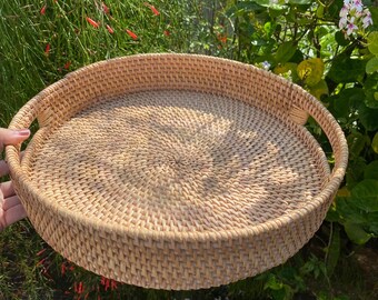 Rattan Tray with Natural Color in Diameter 34 cm