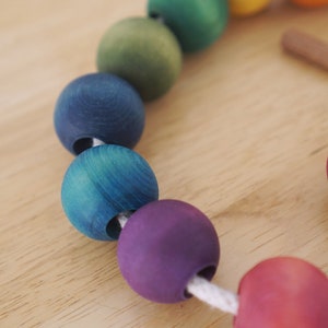 Wooden Lacing Beads Rainbow or Natural image 5