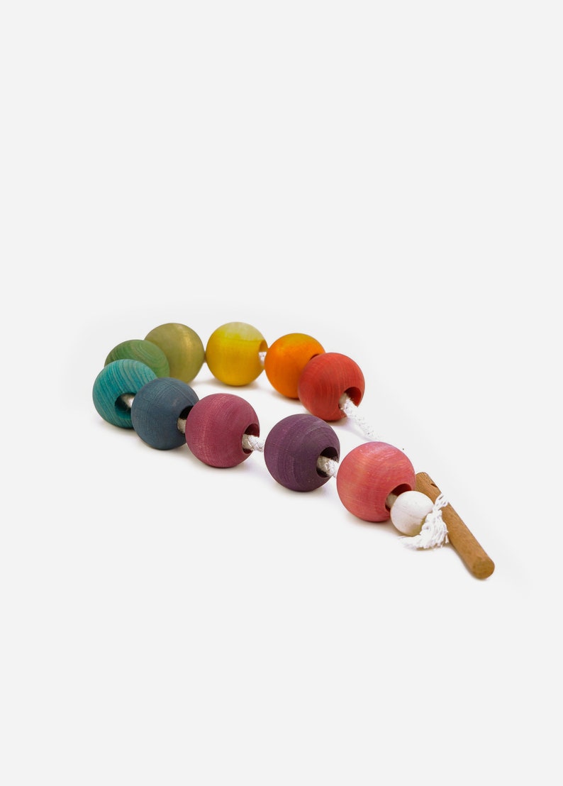 Wooden Lacing Beads Rainbow or Natural image 3