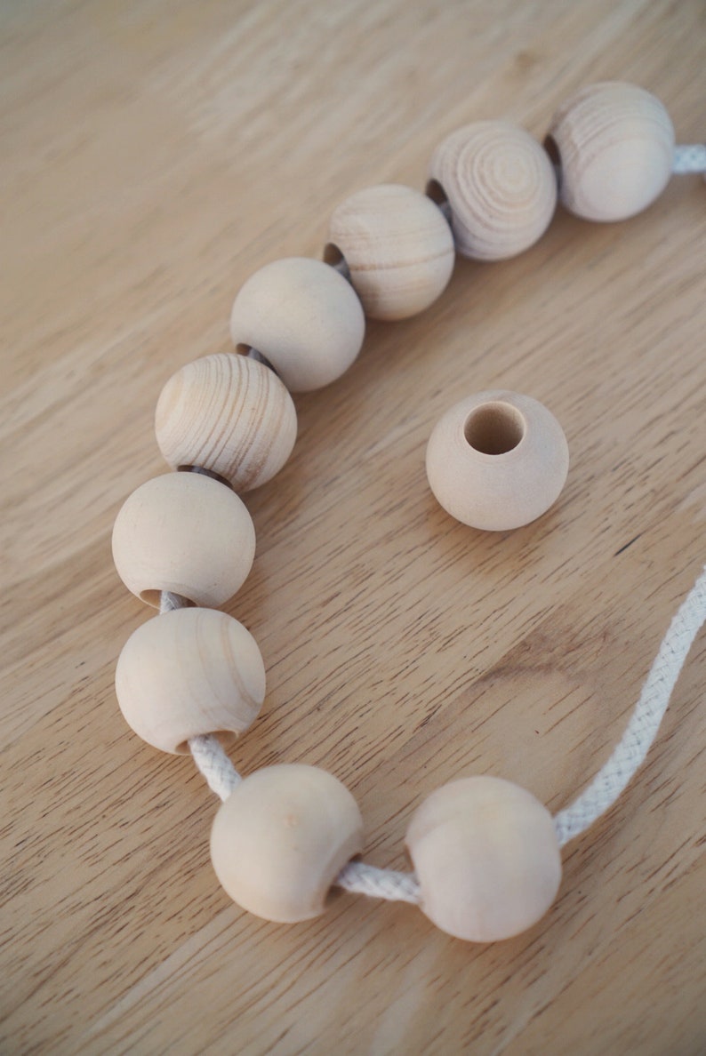 Wooden Lacing Beads Rainbow or Natural image 9