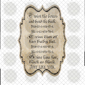 Schwarze Katze Spruch Vintage Label