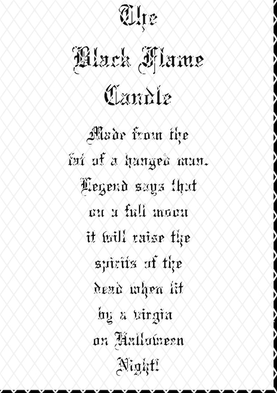 Black Flame Candle Poem Etsy