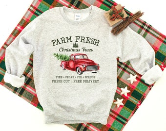 Farm Fresh Christmas Trees Heavy Blend Crewneck Sweatshirt, Christmas Sweater, Holiday Sweater, Fall Sweater, Gift For Mom, Gift For Her