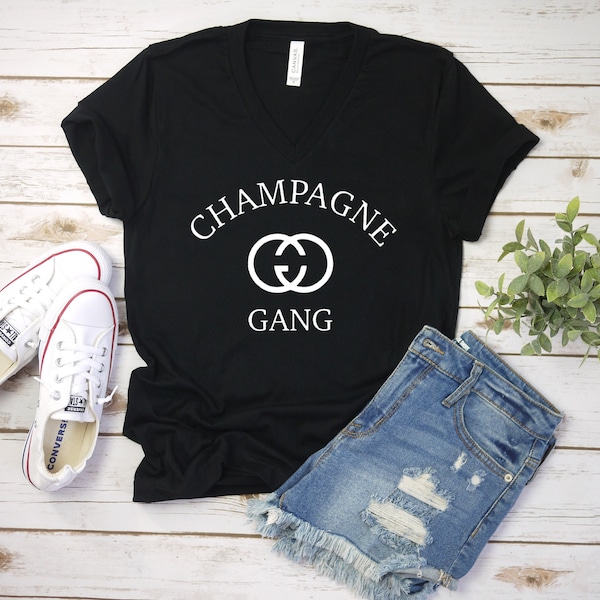 Champagne Gang V-Neck Shirt T-Shirt, Bachelorette Shirts, Wedding Shirts, Girls Trip Shirts, Bridal Party Shirts, Gift For Bride,