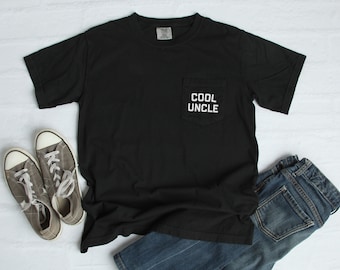 Cool Uncle Pocket Shirt T-Shirt, Comfort Colors Garment Dyed Shirt, Gift For Uncle, Uncle Shirt, Promoted To Uncle, Gift For Him, Gift