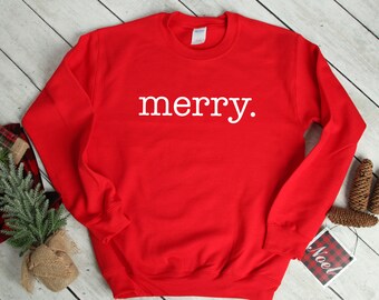Merry Heavy Blend Crewneck Sweatshirt, Christmas Sweater, Holiday Sweater, Fall Sweater, Christmas Gift, Gift For Mom, Gift For Her