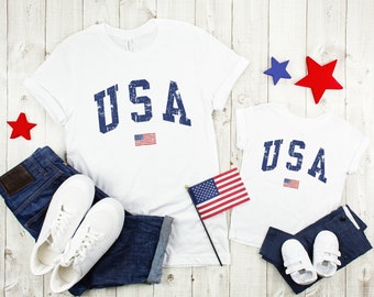 USA Distressed Shirt T-Shirt, Family Matching 4th Of July Shirt, Patriotic Shirt, USA Shirt, America Shirt, Gift For Family, Cute USA Shirt