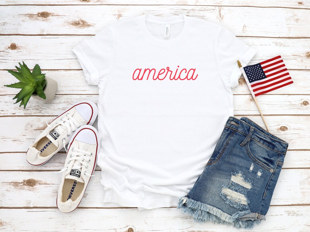 America Script Shirt T-shirt 4th of July Shirt Patriotic - Etsy