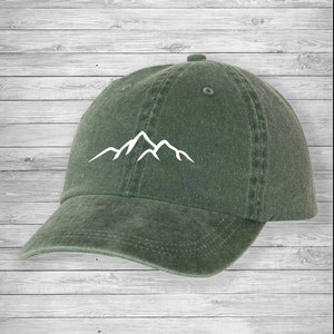 Mountain Pigment Dyed Unstructured Baseball Cap, Party Hats, Hiking Hats, Mountain Hats, Group Hats, Outdoor Hats, Mountain Hat, Camping Hat