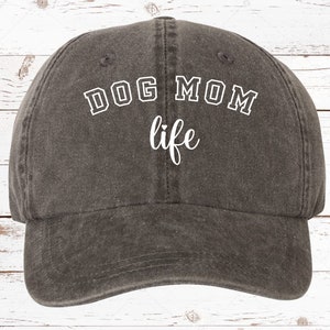 Dog Mom SCRIPT Arch Pigment Dyed Unstructured Hat Baseball Cap, Dog Mom Hat, Gift For Dog Mom, Gift For Dog Mom, Dog Mom, More Color Options