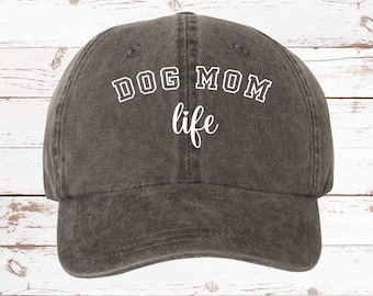 Dog Mom SCRIPT Arch Pigment Dyed Unstructured Hat Baseball Cap, Dog Mom Hat, Gift For Dog Mom, Gift For Dog Mom, Dog Mom, More Color Options