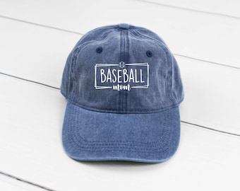 Baseball Mom Double Square Hat Pigment Dyed Unstructured Baseball Cap, Baseball Mom, Baseball Game, Game Day Hat, Baseball Hat, Baseball