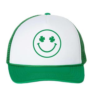 St Patricks Day, Shamrock Eyes Trucker Hat Cap, Gift for Her, St Paddys Day Gift, Lake Hat, River Hat, Lucky Shamrock, Day Drinking, Green