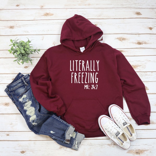 Freezing 24-7 Heavy Blend Hooded Sweatshirt, Funny Sweater, Cold Weather, Funny I'm Cold Shirt, Funny Gift, sarcastic sweater gift, Fall