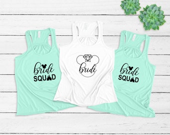 Bachelorette Party, Bride & Bride Squad Flowy Racerback Tank Top, Wedding Shirts, Bridal Party Shirts, Group Shirts, Girls Trip Tank, Castle