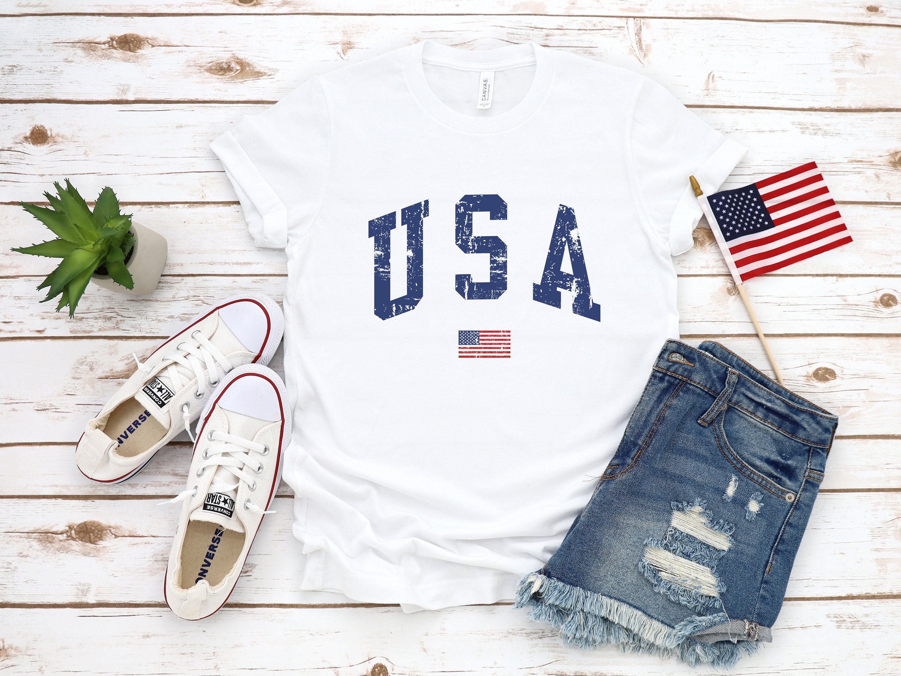 USA Distressed Shirt T-Shirt, 4th Of July Shirt, Patriotic Shirt, USA…